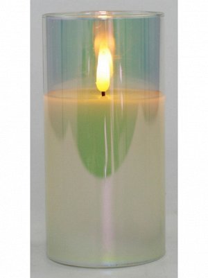 Свеча светодиодная в стакане с мерцающим светом 7,5 х 7,5 х 15 перламутр