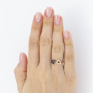 Позолоченное кольцо с бесцветными фианитами и эмалью - 1278 - п