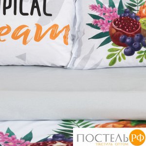 Постельное белье "Этель" евро Tropical dream 200*217 см, 220*240 см, 50*70+3 см - 2 шт, ранфорс 111 г/м2 (Прямоугольная ПВХ)