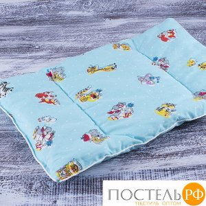 Подушка для новорожденных 40/60 цвет голубой с рисунком