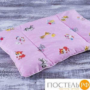 Подушка для новорожденных 40/60 цвет розовый с рисунком