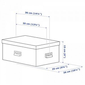 TJOG ЧУГ Коробка с крышкой, темно-бежевый 25x36x15 см