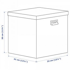 TJOG ЧУГ Коробка с крышкой, темно-бежевый 32x31x30 см
