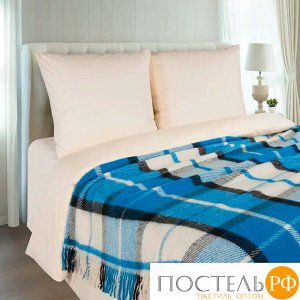 Плед новозеландская шерсть Клетка синяя 200x220 см