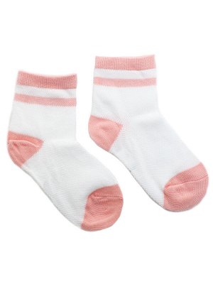 Детские носки 3-5 лет 15-18 см  "Розовый зая" Белые со вставками