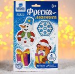 Фреска-магнит &quot;Снеговик и мишка&quot;