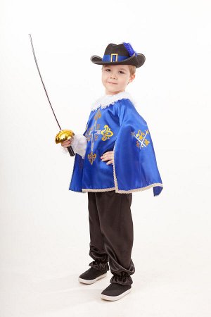 Карнавальный костюм 2031 к-18 Мушкетер синий размер 110-56
