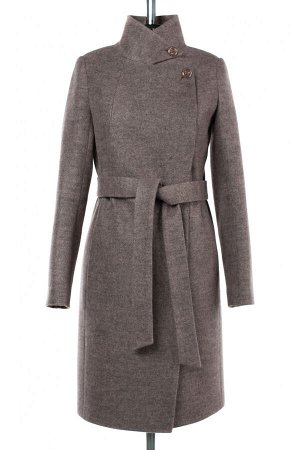 01-10215 Пальто женское демисезонное (пояс) валяная шерсть Розово-серый