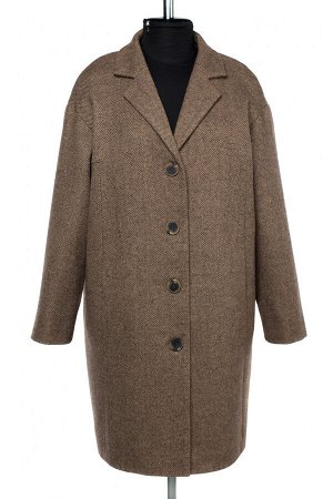 01-10159 Пальто женское демисезонное Твид коричневый