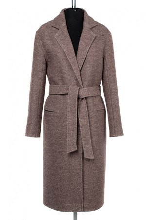 01-10155 Пальто женское демисезонное (пояс) вареная шерсть бежево-коричневый
