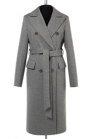 01-10201 Пальто женское демисезонное (пояс) Твид серый