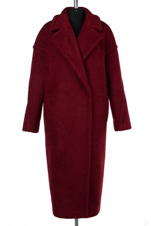 01-10144 Пальто женское демисезонное вареная шерсть бордовый