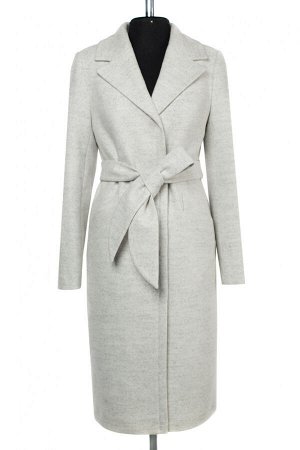 02-2944 Пальто женское утепленное (пояс) валяная шерсть Бело-серый