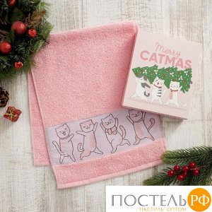 Полотенце махровое "Merry catmas" 30х70 см 100% хлопок, 370гр/м2 5129792