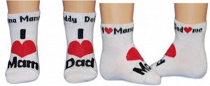 Носки детские хлопковые для малыша с принтом Я люблю маму и папу