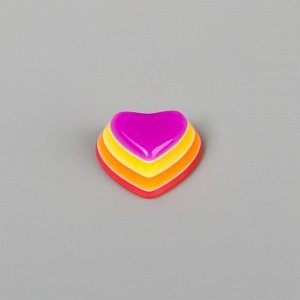 Декор для творчества пластик "Полосатые сердечки" розово-фиолетовые набор 10 шт 1,2х1,3 см