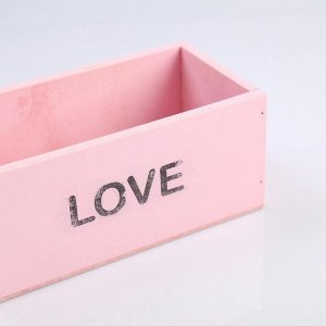 Кашпо деревянное 20*10*8 см "Элегант, LOVE", розовое