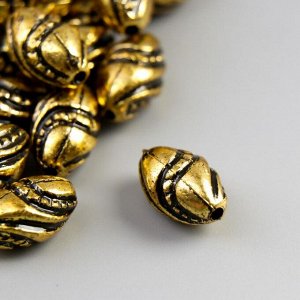 Набор бусин для творчества пластик "Камешек с рисунком" золото 20гр 1,3х0,8х0,8 см