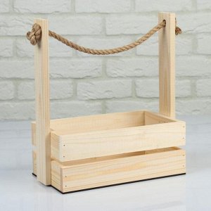 Дарим красиво Кашпо деревянное 28x15x30 см &quot;Аром&quot;, ручка канат, натуральная сосна
