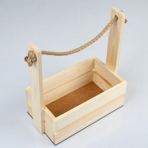 Дарим красиво Кашпо деревянное 28x15x30 см &quot;Аром&quot;, ручка канат, натуральная сосна