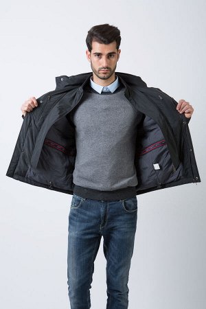 Демисезонная мужская куртка Hermzi с ПОТАЙНЫМ КАПЮШОНОМ, цвет Темно-синий и Темно-серый