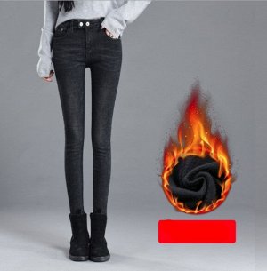 Утепленные джинсы, черные