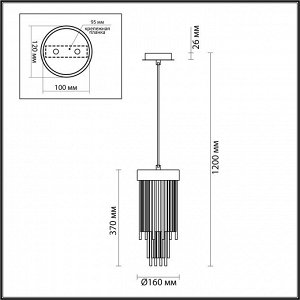 4788/1 HALL ODL21 391 золото/металл/стекло Подвес E14 1*40W YORK