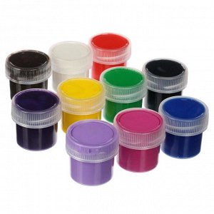 Краски пальчиковые 12 цветов х 20 мл Calligrata (10 классических + 2 флуоресцентных) для малышей от 1 года