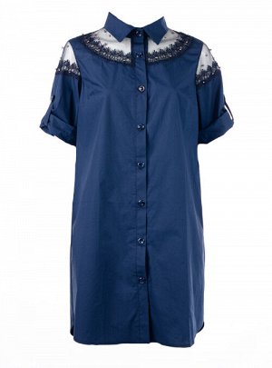 Платье-рубашка женская с бусинами 249353 размер 50, 52, 54, 56