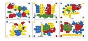 Набор из 6 картинок для мозаики 20мм Животные (основные цвета) Pegs 20mm: 6 Patterns Pack (Animals) 30х21см