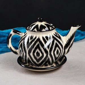 Набор чайный Риштанская керамика "Атлас", 9 предметов (чайник-0,8л,пиалы- 0,3)