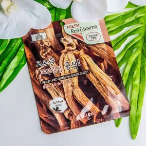 Тканевая маска для лица с экстрактом красного женьшеня 3W Clinic  "Fresh Red Ginseng Mask Sheet "