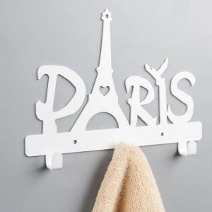 Вешалка интерьерная настенная на 3 крючка «Париж», цвет белый