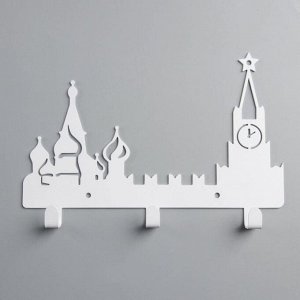 Вешалка интерьерная настенная на 3 крючка «Москва», цвет белый