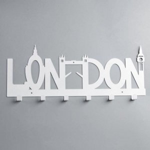 Вешалка интерьерная настенная на 6 крючков «Лондон», цвет белый
