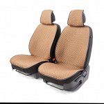 Накидки на передние сиденья CarPerformance, 2 шт. материал  fiberflax (мягкий лен), мелкое плетение, прострочка ромб, поролон 10 мм., противоскользящая подкладка  корич./бежевый