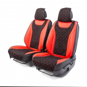 Каркасные 3D накидки на передние сиденья Car Performance, 2 шт. материал экокожа и алькантара,  центральная вставка с контрастно