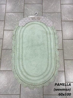 PAMELLA (ментол) Коврик для ванной кружевной 60х100см