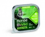 Monge Cat BWild GRAIN FREE беззерновые консервы из кабана с овощами для стерилизованных кошек 100г