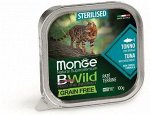 Monge Cat BWild GRAIN FREE беззерновые консервы из тунца с овощами для стерилизованных кошек 100г