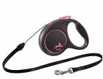 Flexi рулетка Black Design XS (до 8 кг) 3 м трос черный/розовый