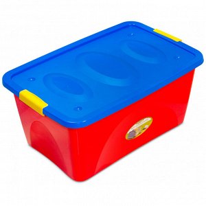 Контейнер-ящик детский для хранения игрушек пластмассовый "Пиколо" 44л, 60х40х28см, на колесах, крышка с защелками (Россия)