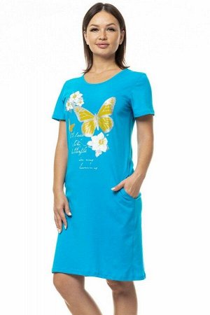 Платье домашнее "Бабочка". Цвет бирюза