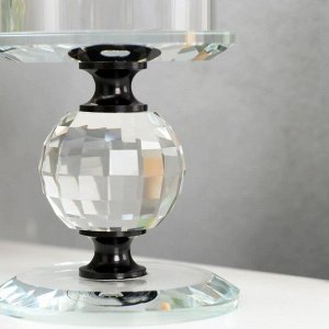 Подсвечник стекло на 1 свечу "Кристалл шар" чёрные вставки 14х7х7 см