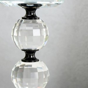 Подсвечник стекло на 1 свечу "Кристалл шар" чёрные вставки 18,3х7х7 см