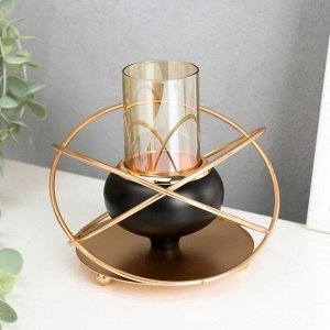 Подсвечник металл на 1 свечу "Сфера" чёрный с золотом 9,5х13,5х13,5 см
