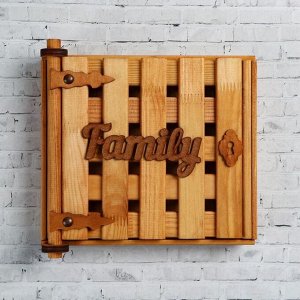 Ключницa деревяннaя "Family", тёмнaя, 28 х 20 х 6 см