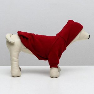 Толстовка для собак с капюшоном, размер M (ДС 30, ОШ 30, ОГ 40 см), красная