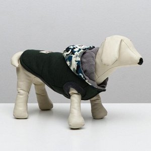 Куртка для собак, S (ДС 20 см, ОШ 23 см, ОГ 32 см), тёмно-зелёная