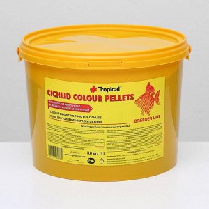 Корм для цихлид Cichlid Colour Pellets для усиления окраски, в виде плавающих гранул, 11 литров/3,8 кг